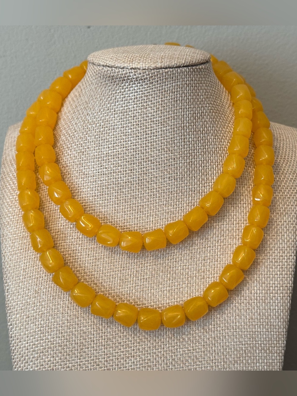 Vintage Yellow Beaded Women's Necklace - Stylish Layered Look